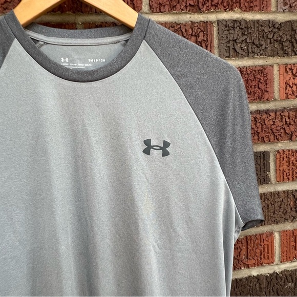 Under Armour Light Gray and Dark Gray Athletic Short Sleeve Shirt - Picture 2 of 3